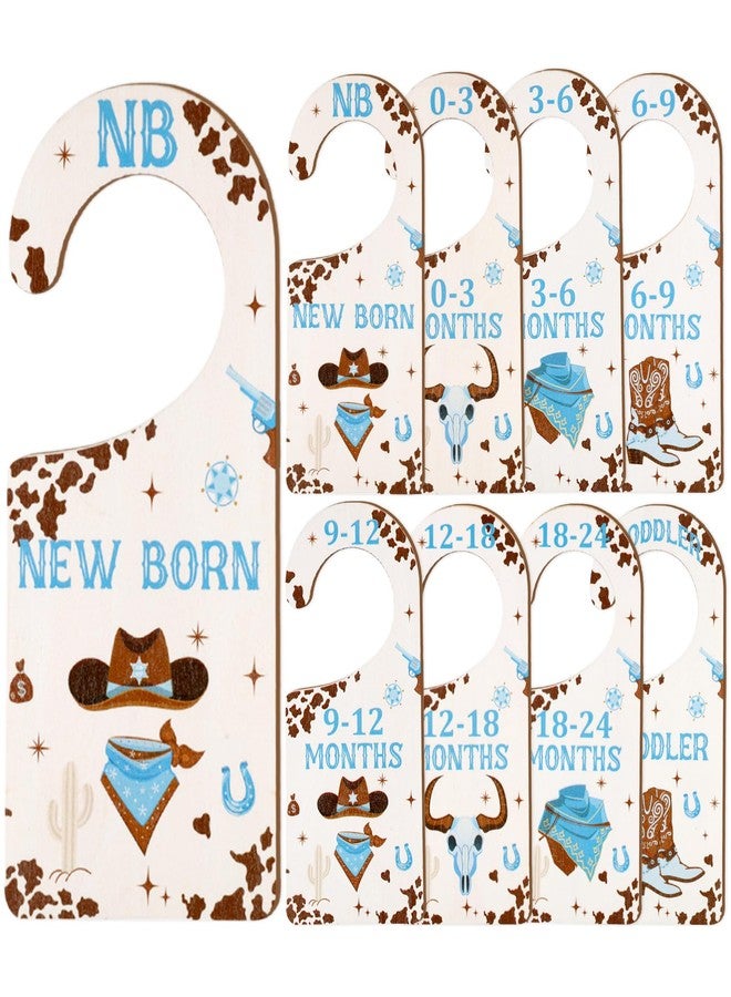 CORNER LACE Baby Closet Dividers 8PCS, Western Cowboy Theme Wooden Double-Sided Clothes Size Hanger Organizer from Newborn to Toddler for Nursery Decor Baby Shower Birthday Gift - Image 1